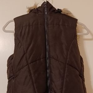 Womens Faux Fur Lined Hooded Vest by North 15